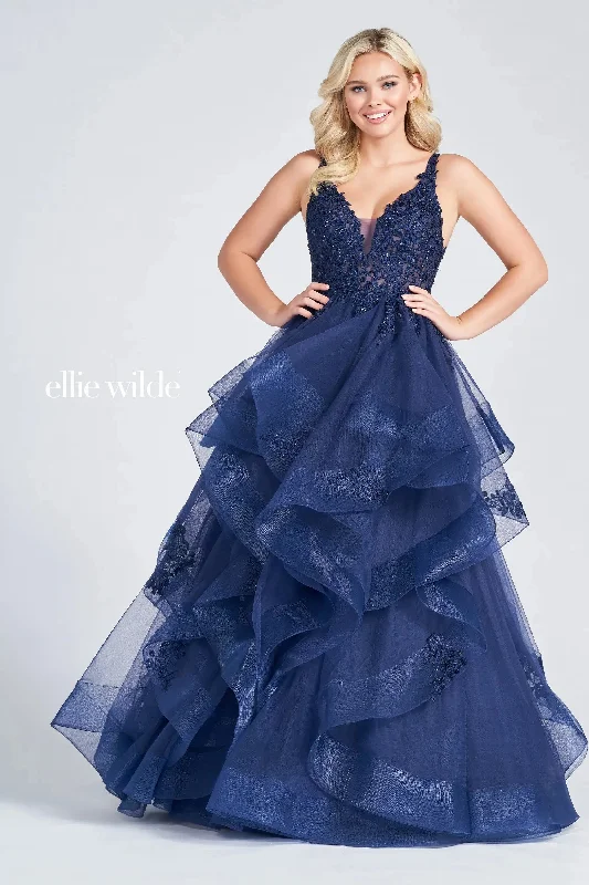 Ellie Wilde EW122080 Prom Long Dress Tiered ball Gown