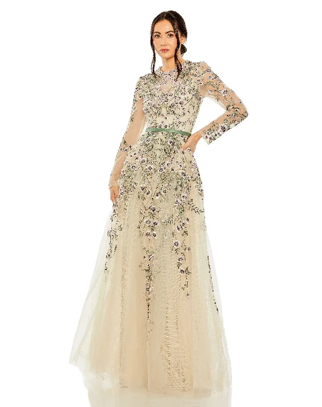 Mac Duggal 20580 Long Sleeve Formal A Line Evening Gown