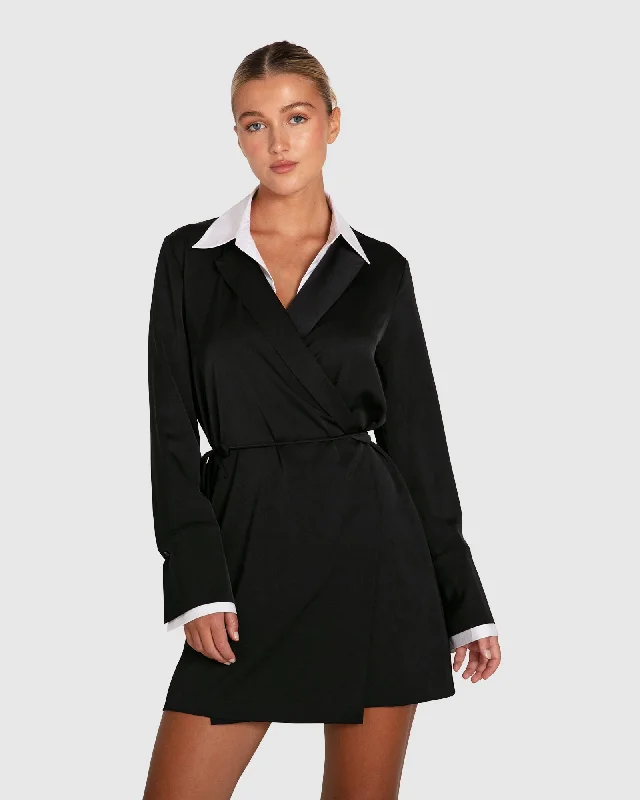 Make Me Feel Layered Shirt Dress | Women | Black/White