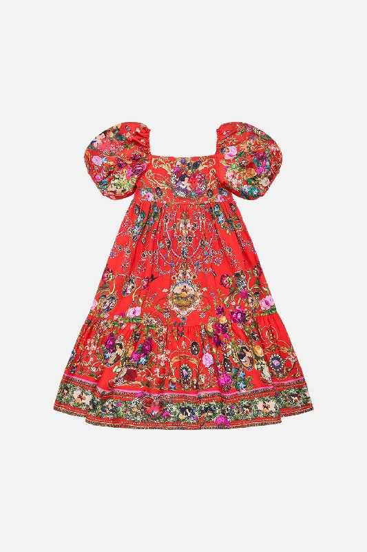 KIDS MIDI DRESS WITH PUFF SLEEVE JUST ONE BITE SNOW WHITE