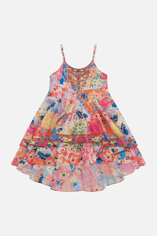 KIDS ROUND NECK TIERED DRESS 4-10 MEET ME IN THE GARDEN