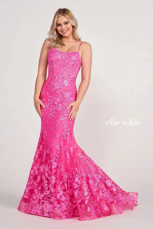 Ellie Wilde EW34009 Beaded Mermaid Long Formal Prom Gown