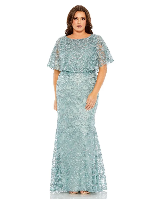 Mac Duggal 20470 Plus Size Long Formal Cape Dress