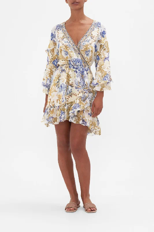 SHORT WRAP DRESS WITH RUFFLES SOUL SEARCHING