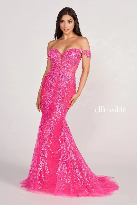 Ellie Wilde EW34007 Long Mermaid Formal Sequin Prom Dress