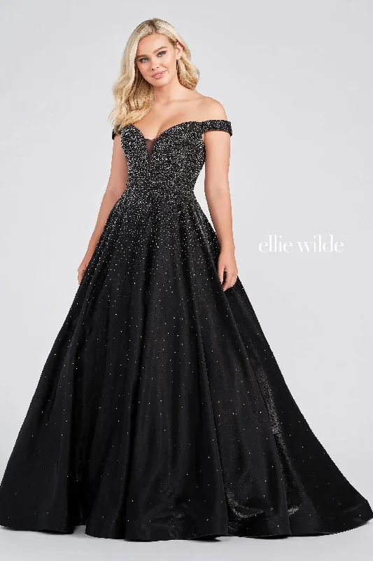 Ellie Wilde EW122106 Long Beaded Ball Gown Pocket Prom Dress