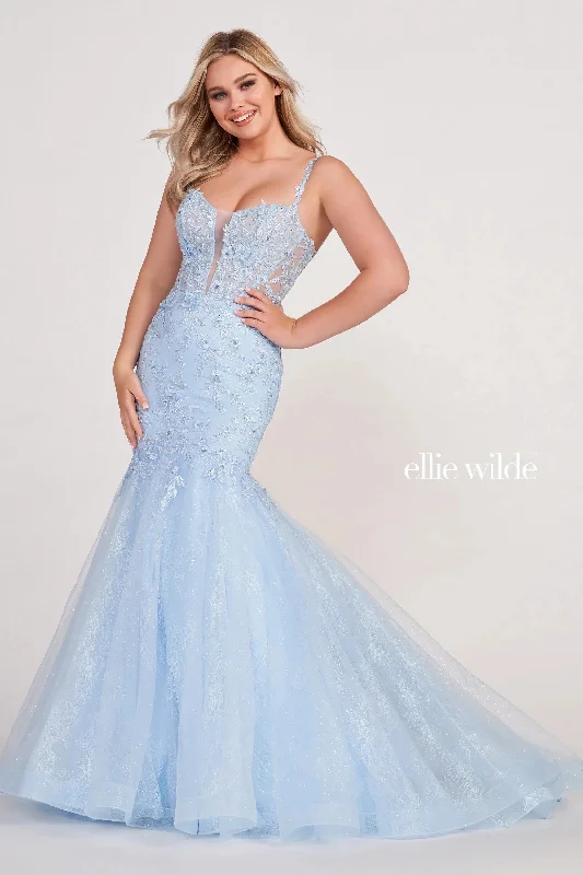 Ellie Wilde EW34085 Long Mermaid Beaded Prom Formal Dress