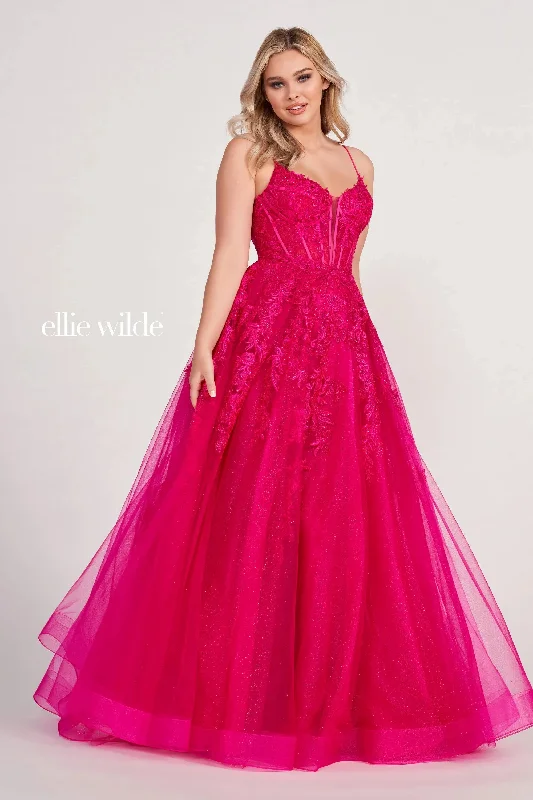 Ellie Wilde EW34036 Long Ball Gown Applique Prom Dress