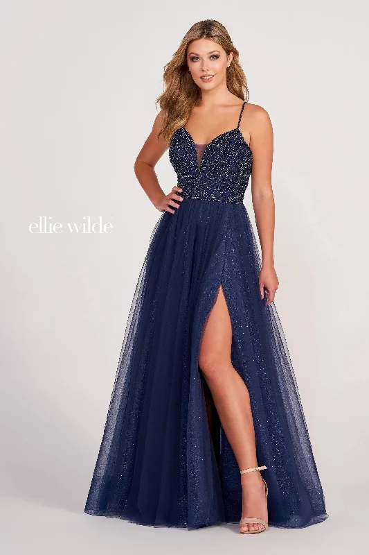 Ellie Wilde EW122066 Long A Line Formal Pocket Prom Dress