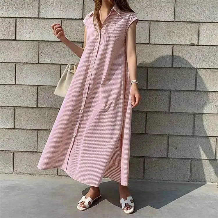 Striped Oversized Women's Maxi Dress in Casual