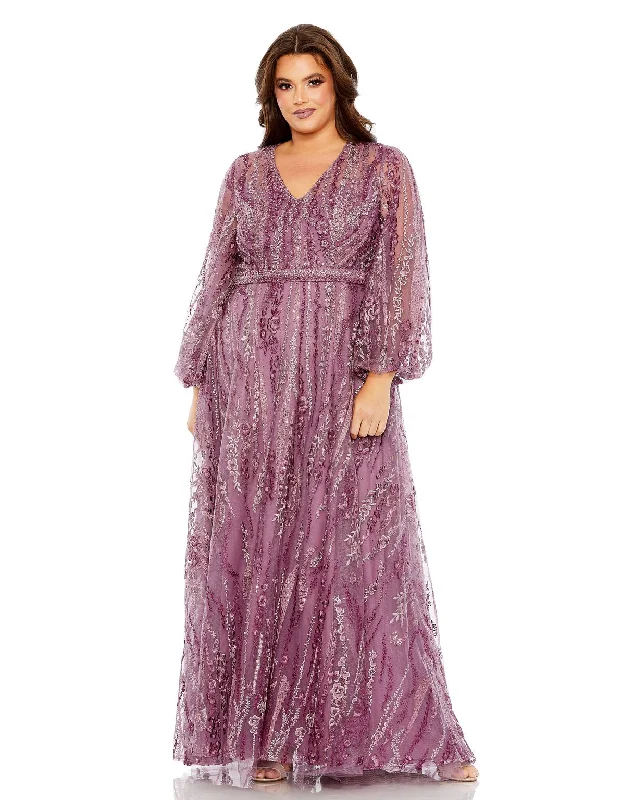 Mac Duggal 20472 Long Sleeve A Line Formal Plus Size Gown