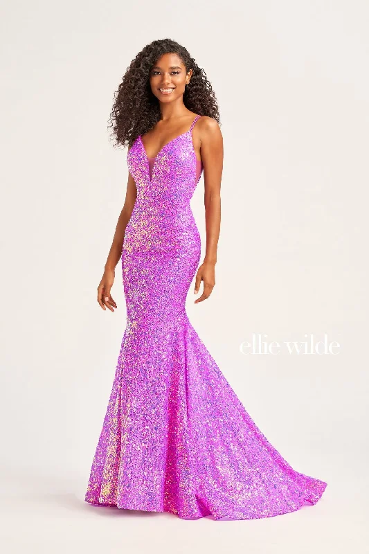 Ellie Wilde EW34016 Long Mermaid Sequin Formal Prom Gown