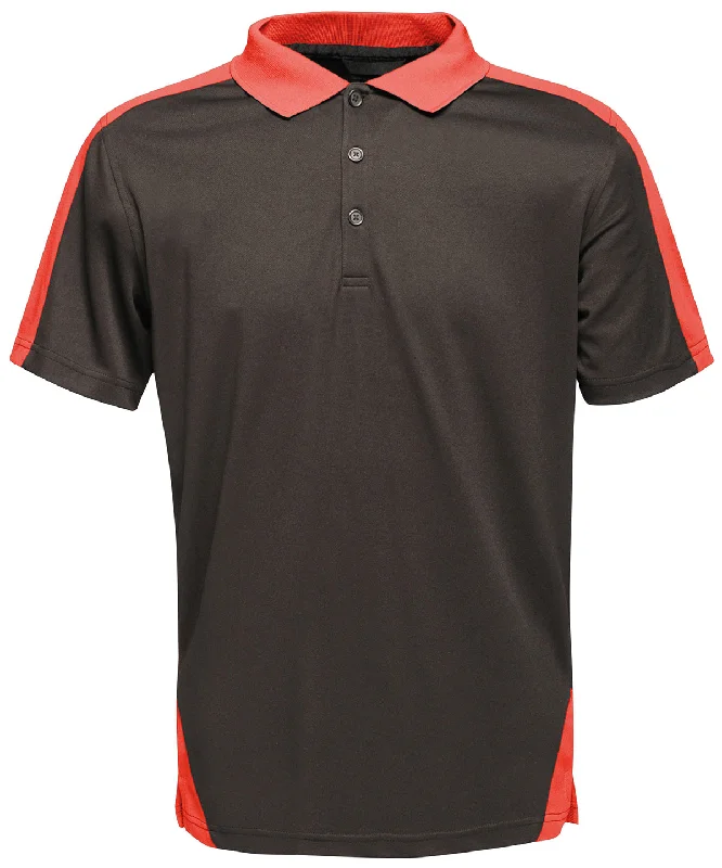 Black/Classic Red - Contrast wicking polo