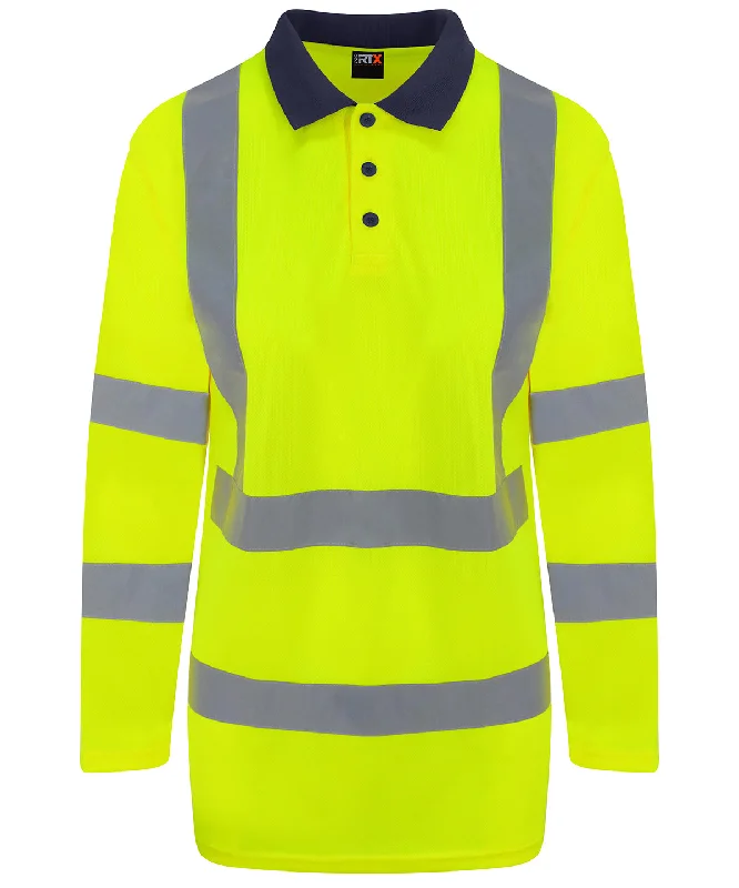 HV Yellow/Navy - High visibility long sleeve polo