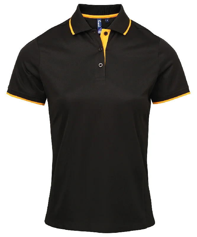 Black/Sunflower - Women's contrast Coolchecker® polo