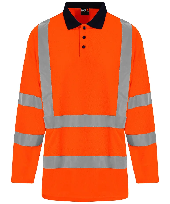 HV Orange/Navy - High visibility long sleeve polo