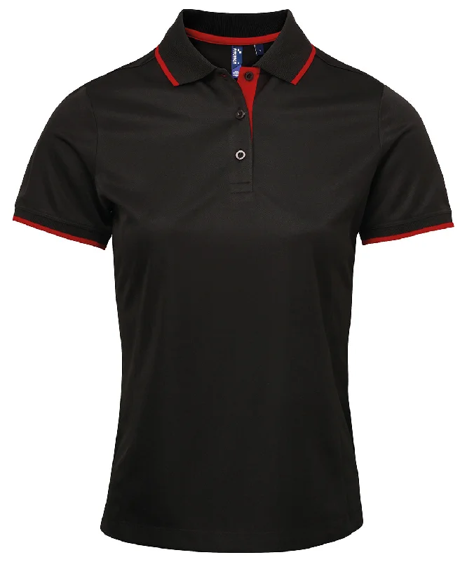 Black/Red - Women's contrast Coolchecker® polo