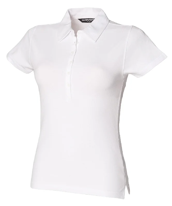 White - Women's short sleeve stretch polo