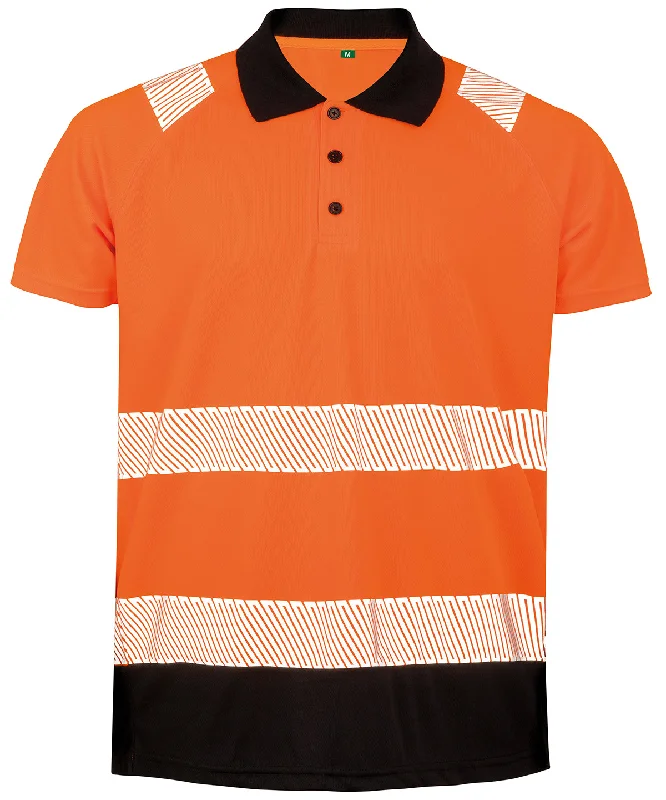 Fluorescent Orange/Black* - Recycled safety polo