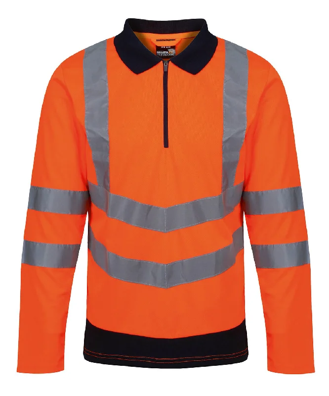 Orange/Navy - Pro hi-vis ls polo shirt