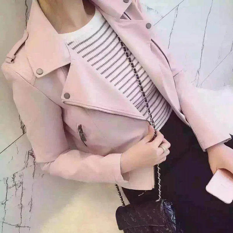 Fashion Women Motorcycle Faux Soft Leather Jackets Female Winter Autumn Brown Black Coat Outwear