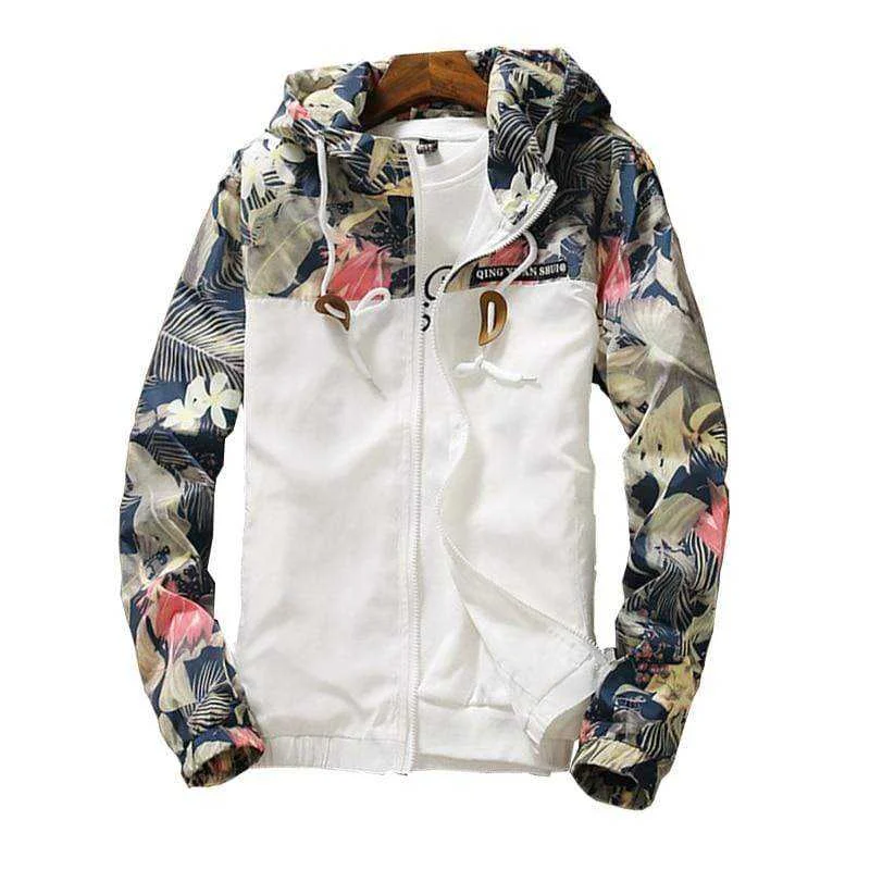 Hooded Spring Autumn Floral Causal Women Windbreaker