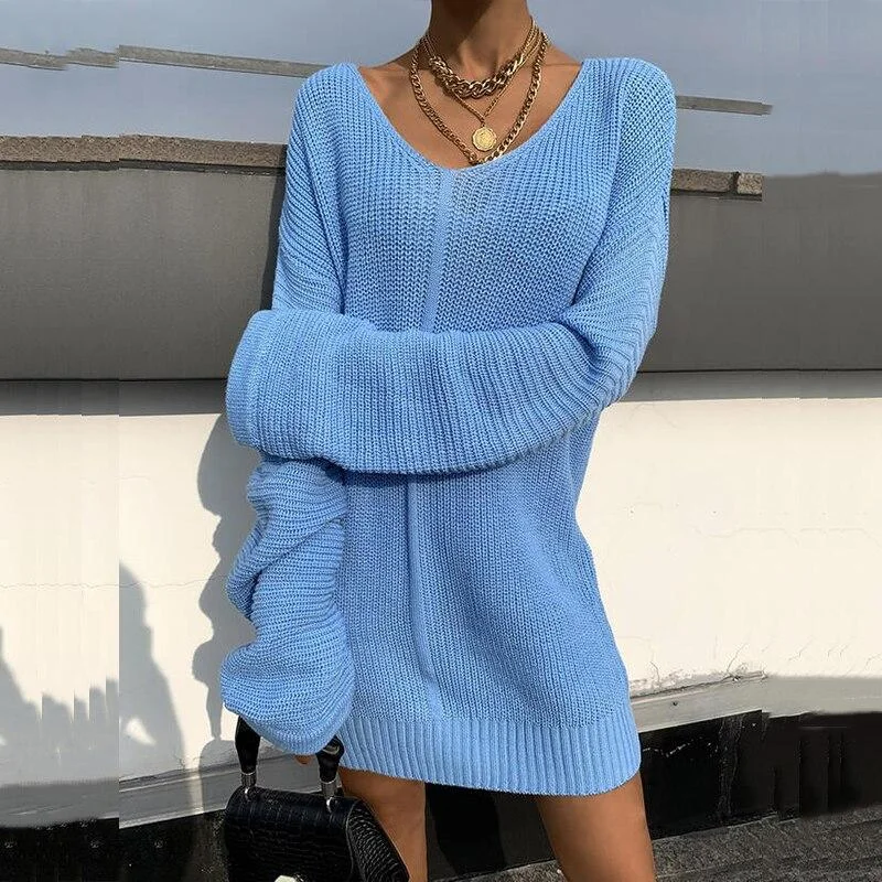 Autumn Winter Loose Knitted Sweater Dress