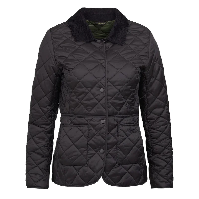 Barbour Womens Deveron Quilted Jacket Black / Olive