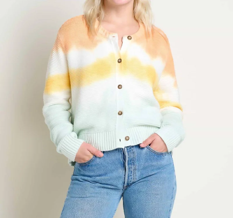 Bianca Crew Cardigan In Poppy Tie Dye