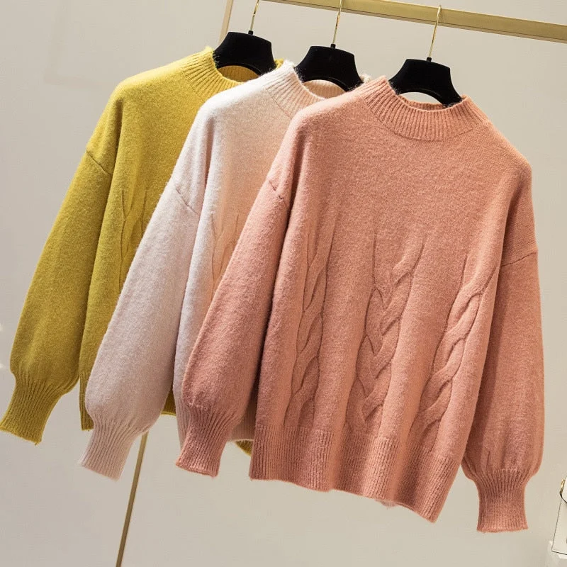 Cashmere Sweater Women Lantern Sleeve Casual