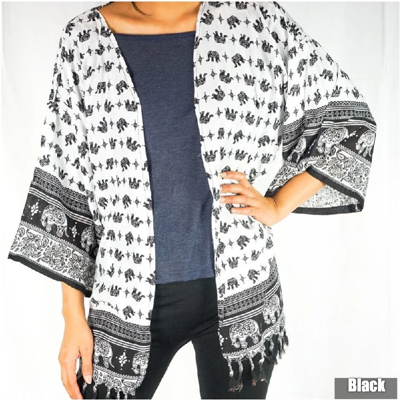 Elephant Tribal Boho Kimono Cover Up