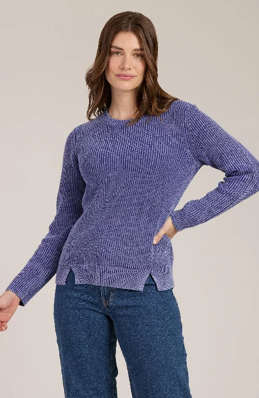 Mineral Wash Crew Neck Sweater - Violet