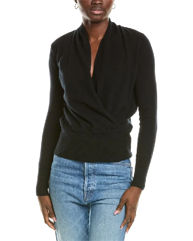 sofiacashmere Modern Faux Wrap Cashmere Sweater