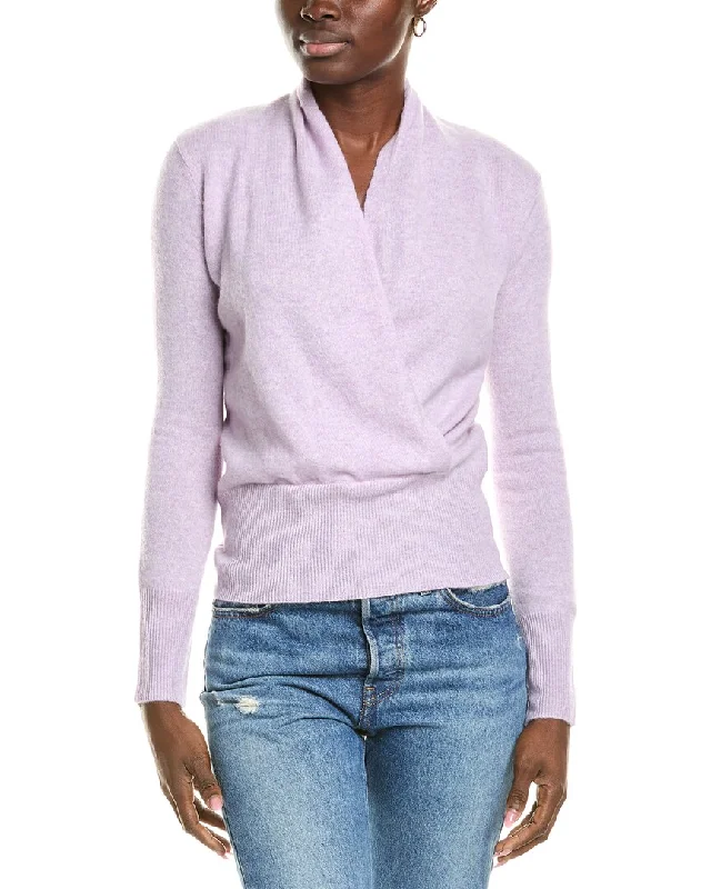 sofiacashmere Modern Faux Wrap Cashmere Sweater