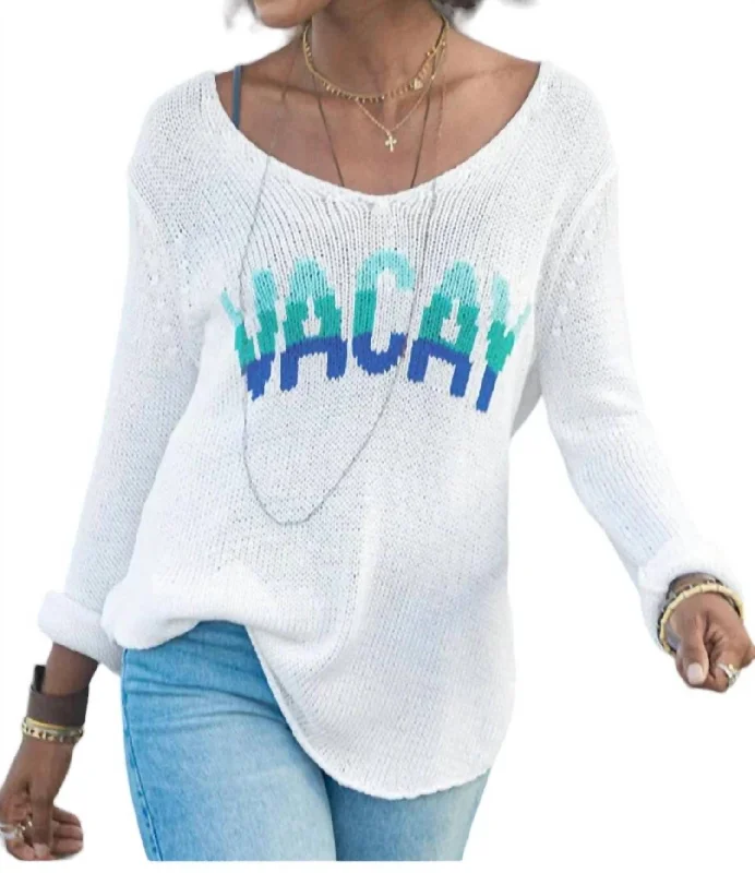 Vacay V-Neck Sweater In Breaker White