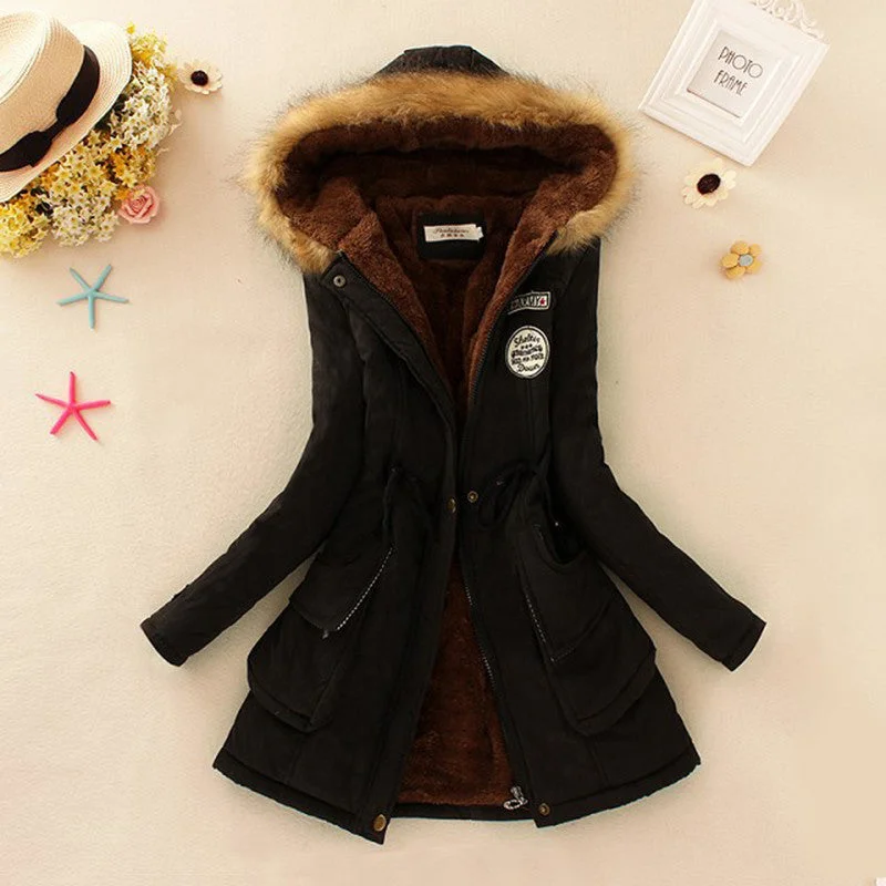 Winter Jacket Women Winter Womens Parka Casual Outwear Military Hooded Coat Fur Coats Manteau Femme Woman Clothes A77