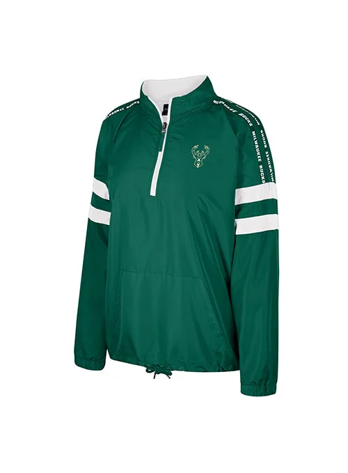 Women's Make a Statement Green Milwaukee Bucks 1/2 Zip Jacket