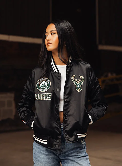 Women's Pro Standard Retro Classic Milwaukee Bucks Satin Jacket