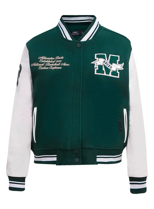 Women's Pro Standard Pennants Milwaukee Bucks Wool Varsity Jacket