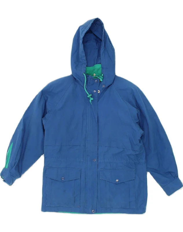 LONDON FOG Womens Oversized Hooded Windbreaker Jacket UK 14 Medium Blue