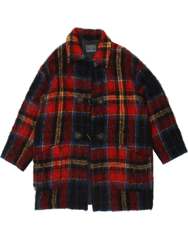 WEEKEND Womens Oversized Duffle Coat EU 42 Large Red Check Wool