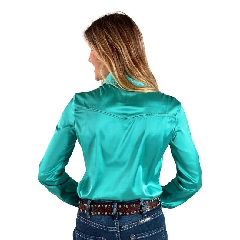 Cowgirl Tuff Western Shirt Womens L/S Embroidery Turquoise F00522