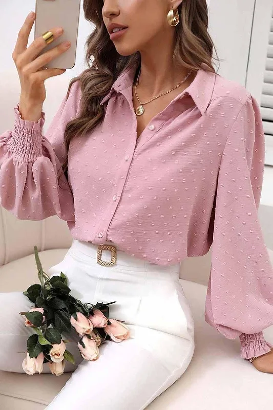 DOT LUFFLE LONG SLEEVE COLLAR SHIRTS