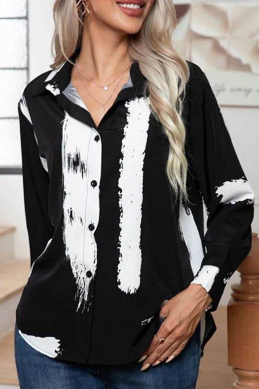 WOMEN PAINTING PATTERN LONG SLEEVE BLOUSE TOP