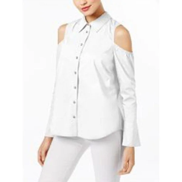 INC International Concepts Off-The-Shoulder Shirt, Bright White, S - White