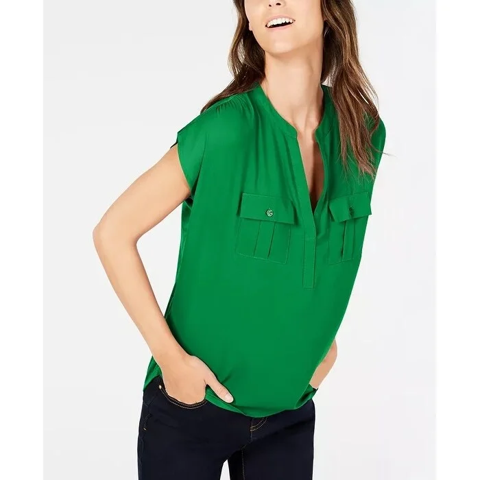 INC International Concepts Women's Utility Shirt Green Size S - Small