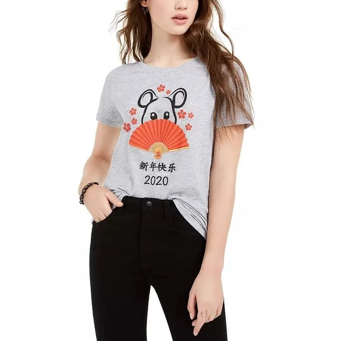 Love Tribe Junior's Rat Lunar New Year Graphic T Shirt Medium Grey Size Large