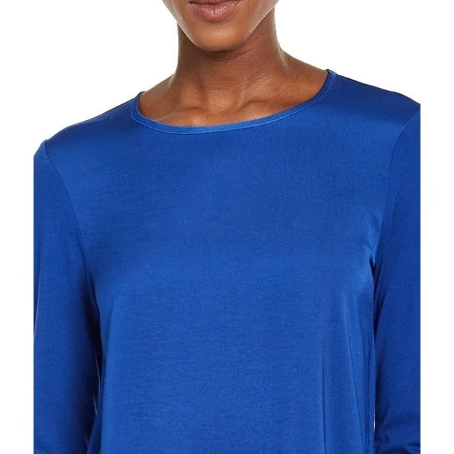 Michael Kors Women'ss Blue Long Sleeve Crew Neck Blouse Blue Size Medium