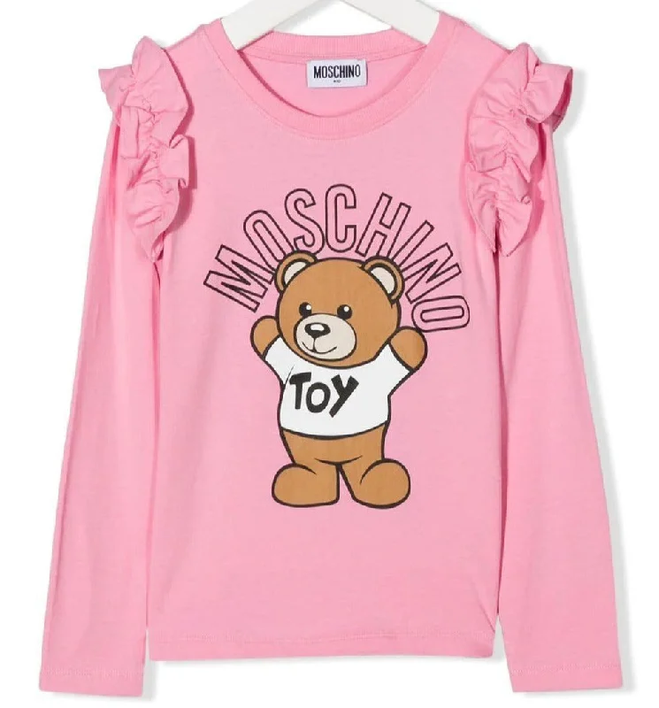 Moschino Girl RUFFLE Long Sleeve Tee - Sweet Pink