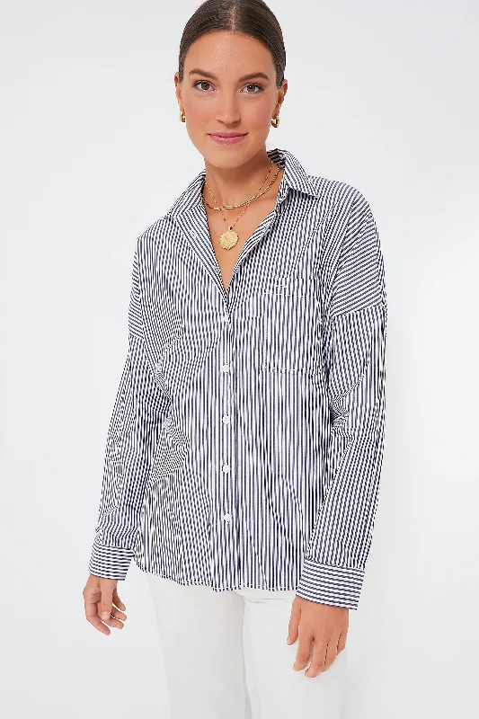 Navy and White Bi Stripe Standard Shirt